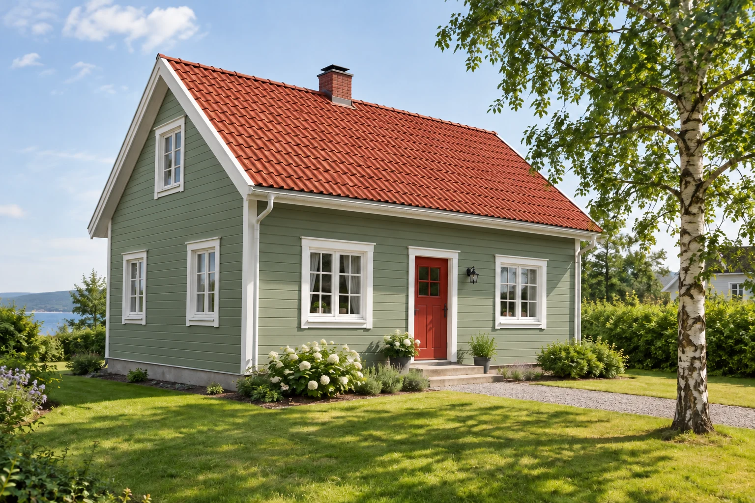 Etter: det samme huset med grønn kledning, redigert i TryggAI Lab